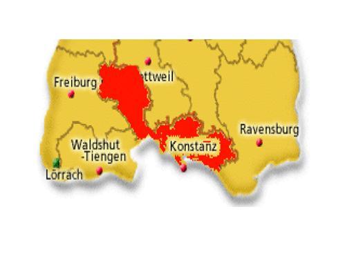 Lagekarte des Bezirks der Staatsanwaltschaft Konstanz